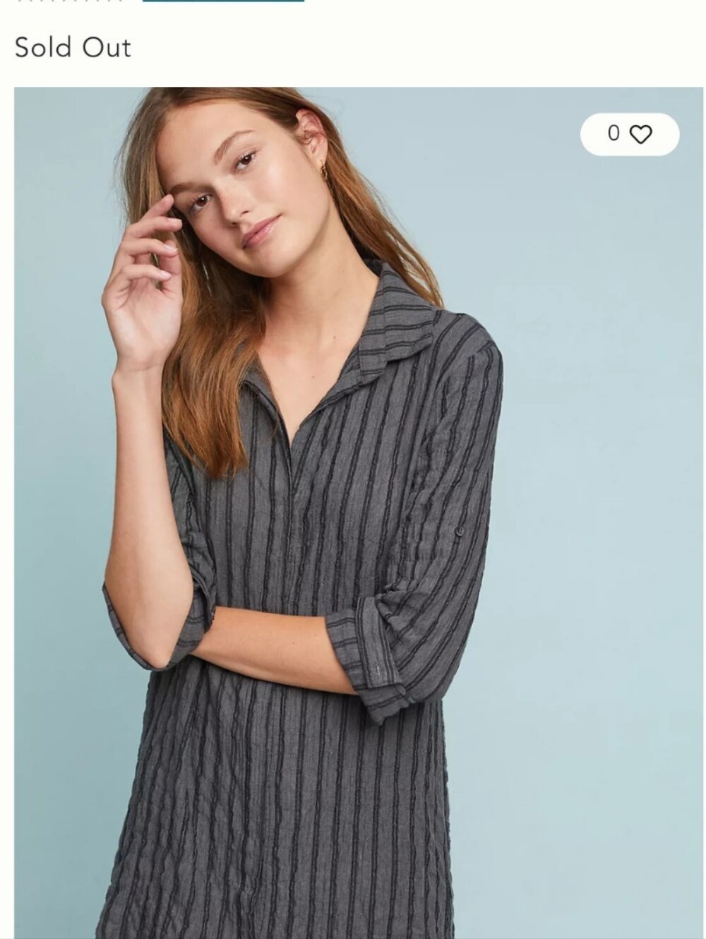 NWT Anthropologie Cloth & Stone Striped Shirt Dress Tunic Boho Gray Small